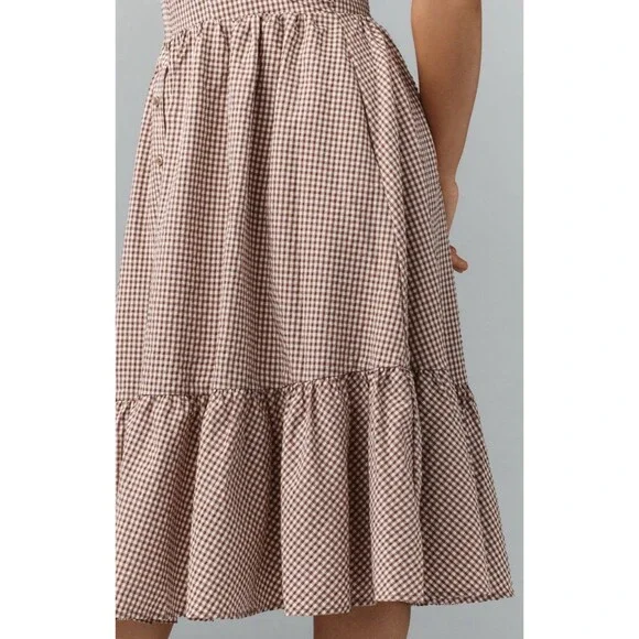 maeve halter bow front midi dress Maeve Halter Bow-Front Midi Dress In Brown Gingham - 66% Off